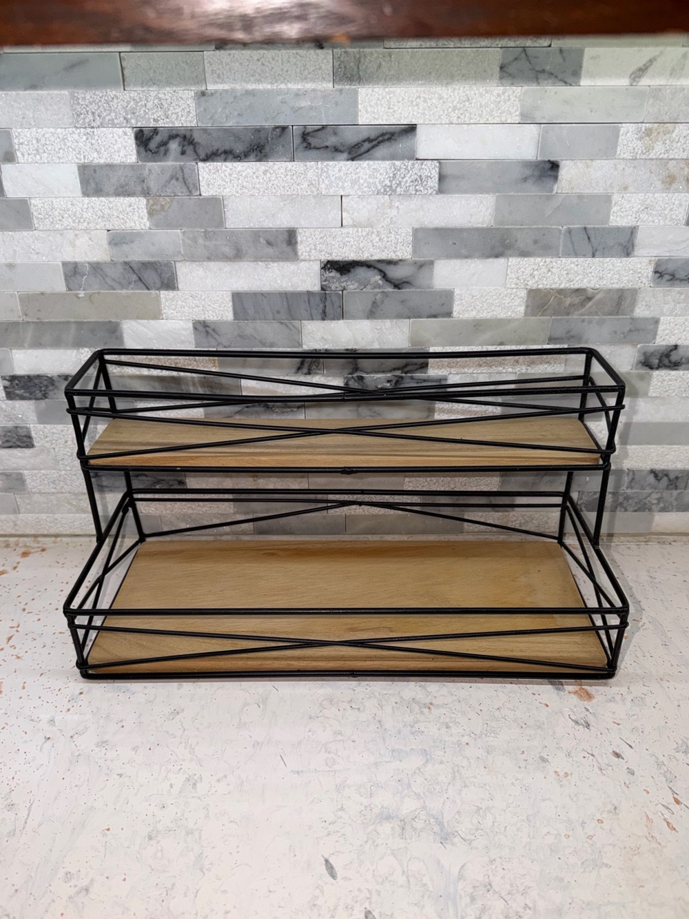 Black Metal & Wood Shelf Organizer